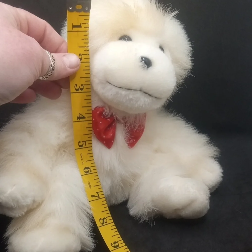 Soft Plush Monkey with Red Bow Vintage